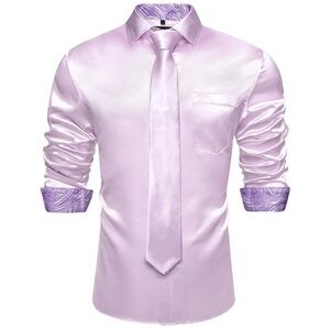 Lavender Men's Dress Shirt with Tie